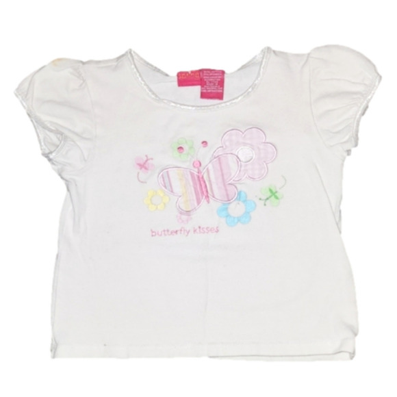 in full spring Other - In FULL SPRING White Short Sleeve Tee with Butterfly and Flowers
